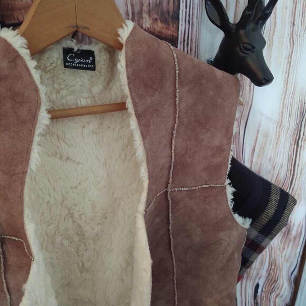 Cejon Brown Suede Faux Shearling Vest